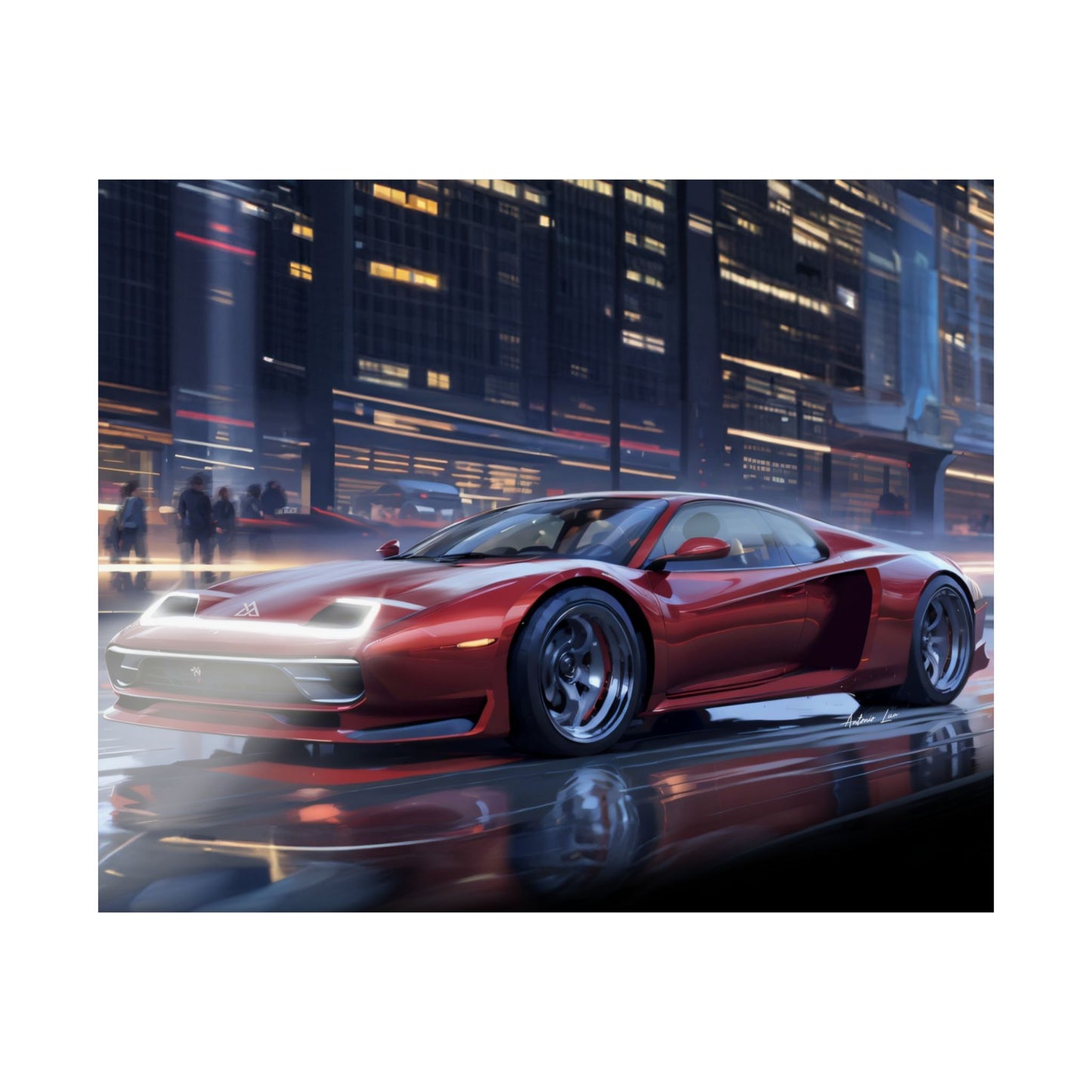 Crimson Prancing Horse Poster