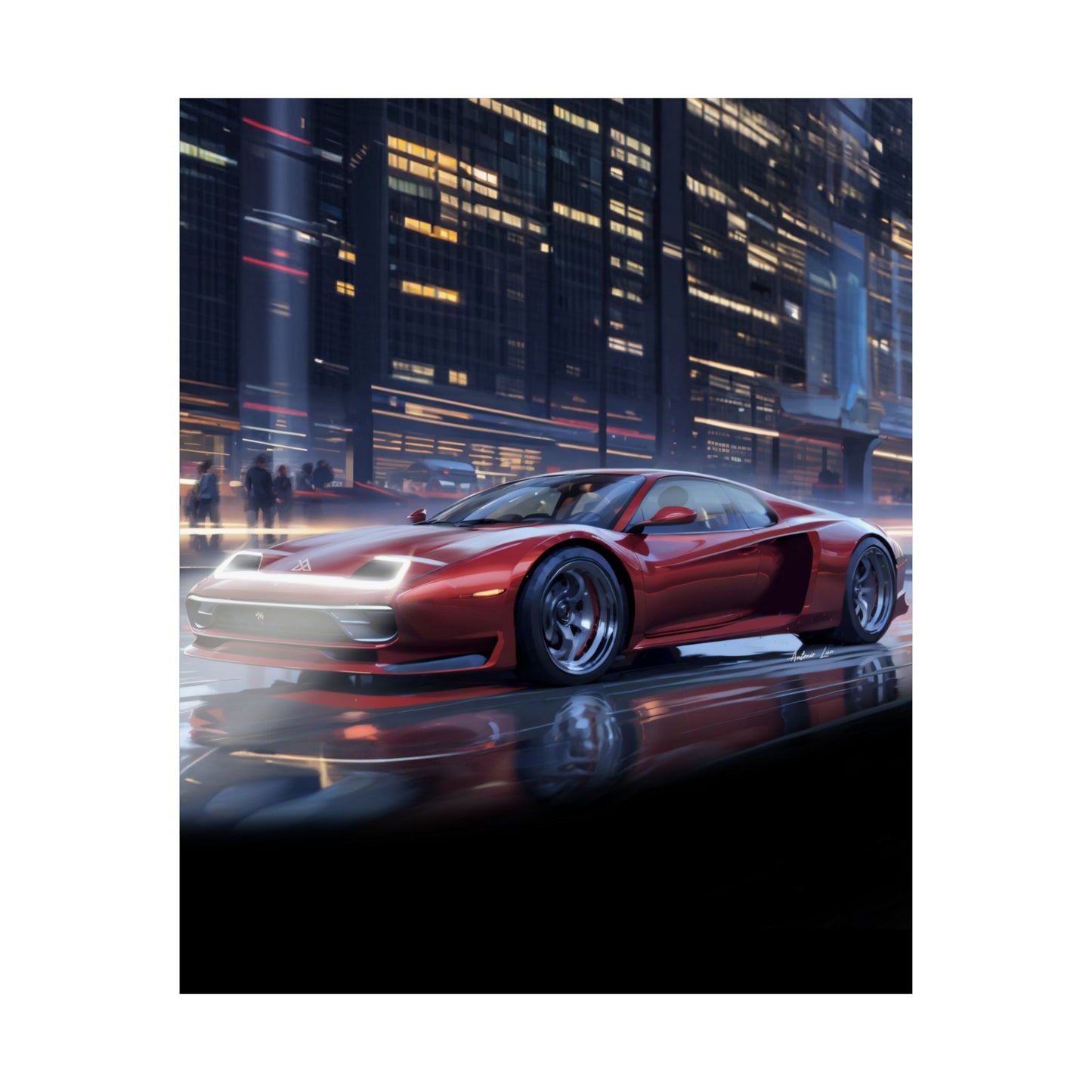 Crimson Prancing Horse Poster